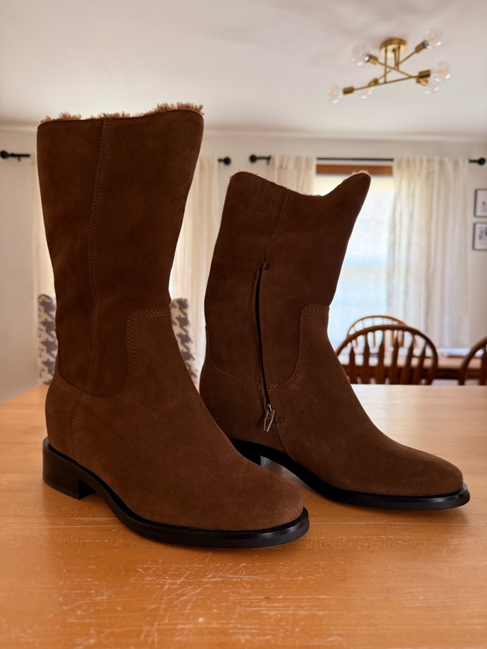 Dolce Vita Brown Suede Mid-Calf Heeled Boots
